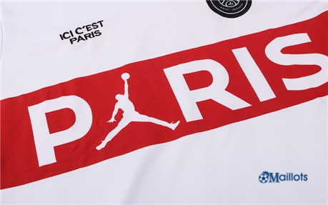 Maillot Entraînement PSG Jordan et pantalon Ensemble Training Blanc (Rouge Pris) 2020 2021