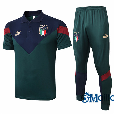 Maillot Entraînement Italie Polo et pantalon Ensemble Training Vert noirâtre 2020 2021