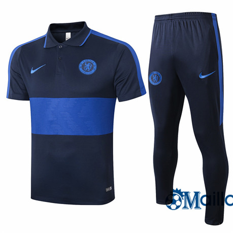 Maillot Entraînement Chelsea FC Polo et pantalon Ensemble Training Bleu Marine/Bleu 2020 2021