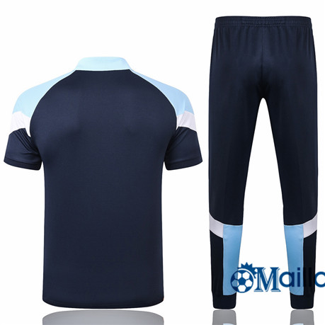 Grossiste Maillot Entraînement Manchester City Polo et pantalon Ensemble Training Bleu Clair 2020 2021