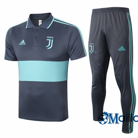 Maillot Entraînement Juventus Polo et pantalon Ensemble Training Gris/Bleu 2020 2021