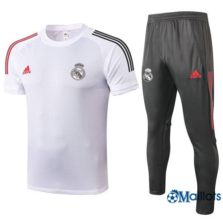 Maillot Foot Entraînement Real Madrid et pantalon Ensemble Training Blanc 2020 2021