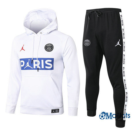 PSGEnsemble Survêtements PSG Foot Homme a Capuche Blanc/Bleu PARIS Jordan 2020 2021