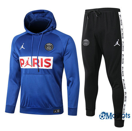PSGEnsemble Survêtements PSG Foot Homme a Capuche Bleu / Blanc PARIS Jordan 2020 2021