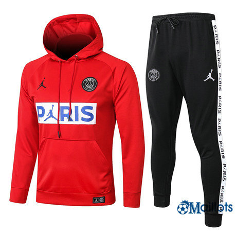 PSGEnsemble Survêtements PSG Foot Homme a Capuche Rouge / Blanc / Bleu PARIS Jordan 2020 2021