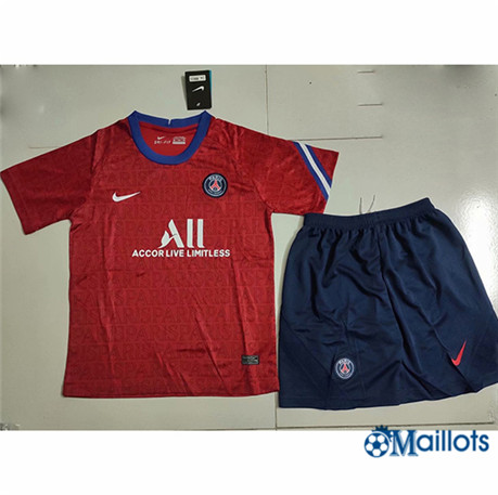 Ensemble Maillot football PSG Enfant Rouge 2020 2021