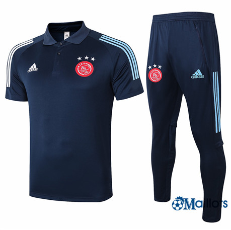 Maillot Entraînement AFC Ajax Polo Training et pantalon Ensemble Bleu Marine 2020 2021