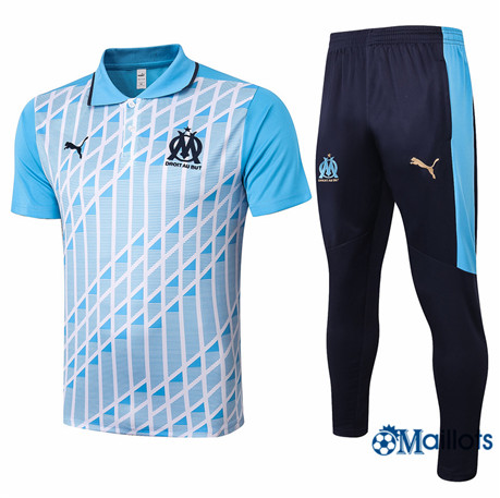 Maillot Entraînement Marseille Polo Training et pantalon Ensemble Bleu Clair 2020 2021