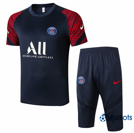 Maillot Entraînement PSG Training et pantalon 3/4 Ensemble Bleu Marine/Rouge 2020 2021