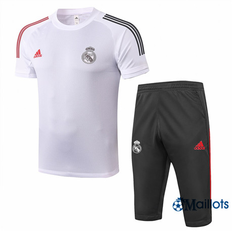 Maillot Entraînement Real Madrid Training et pantalon 3/4 Ensemble Blanc 2020 2021