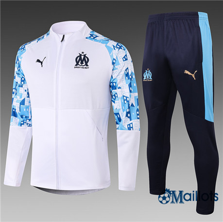 Veste Survetement Marseille - Ensemble de foot Junior Blanc 2020 2021