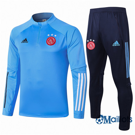 Ensemble Survetement AFC Ajax Foot Homme Bleu Clair 2020 2021