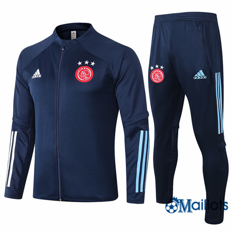 Ensemble Veste Survetement AFC Ajax Foot Homme Bleu Marine 2020 2021
