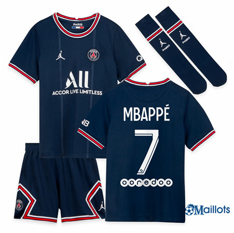 Grossiste Maillot Foot PSG Enfant Domicile Mbappé 7 2021-2022