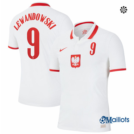 Grossiste Maillot Foot Pologne Domicile Lewandowski 9 2020-21