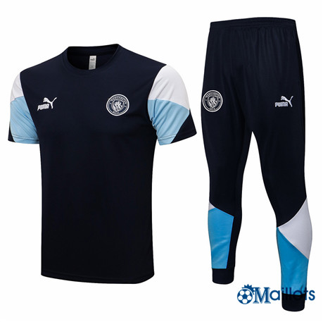 Grossiste Maillot foot Manchester City et Pantalon Ensemble Training Bleu Marine 2021-2022