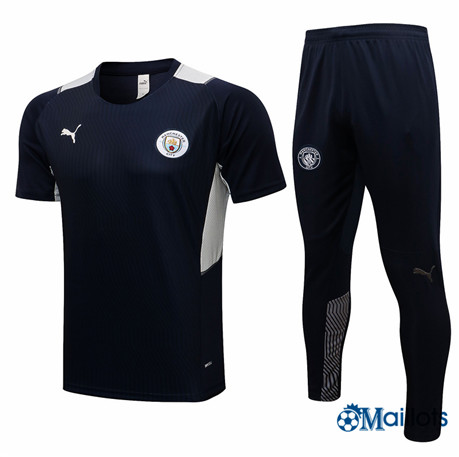 Grossiste Maillot foot Manchester City et Pantalon Ensemble Training Bleu Marine 2021-2022