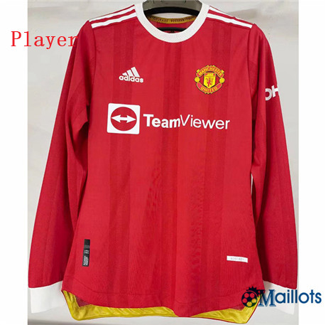Grossiste Maillot foot Player Version Manchester United Domicile Manche Longue 2021-2022
