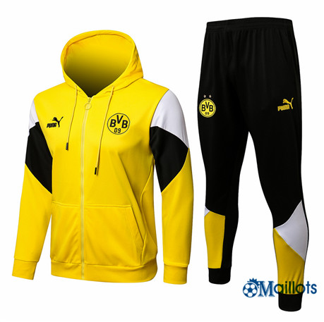 Grossiste Veste Survetement Foot Borussia Dortmund Homme à Capuche Jaune 2021-2022