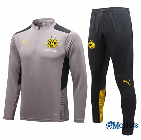 Grossiste Survetement Foot Borussia Dortmund Homme Gris Clair 2021-2022