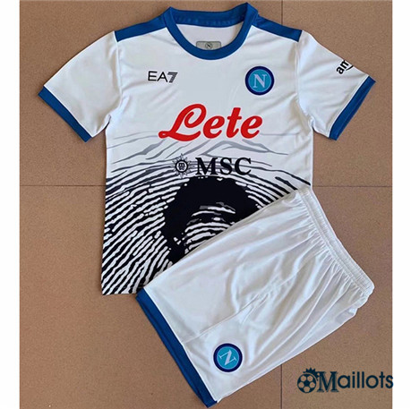 Grossiste Maillot Foot Napoli Maradona Enfant Blanc 2021 2022