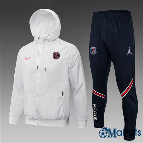 Grossiste Coupe vent PSG Foot Homme Blanc 2021 2022