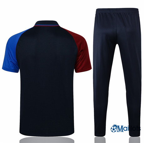 Grossiste Entraînement Polo Barcelone et Pantalon Ensemble Training Bleu Marine 2021-2022 | omaillots
