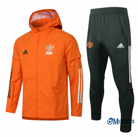 Grossiste Coupe vent Manchester United Foot Homme Orange 2021-2022
