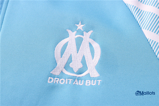 Veste Survetement Marseille Foot Homme a Capuche Bleu Clair 2021-2022