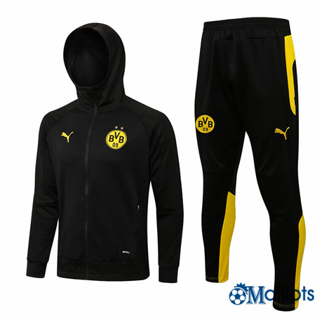 Veste Survetement Borussia Dortmund Foot Homme à Capuche Noir 2021