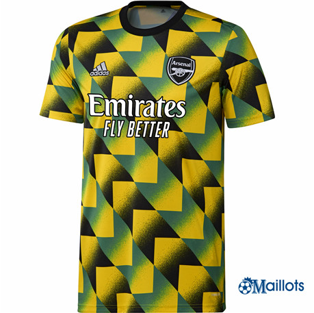 omaillots Maillot foot Arsenal avant match vert jaune 2022-2023 shopping