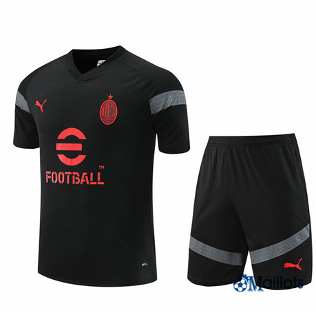 omaillots: Ensemble maillot foot AC Milan et Short Ensemble Training Ensemble Training Noir 2022 2023 Flocage