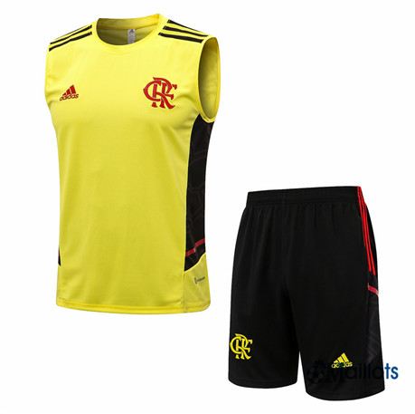 omaillots: Ensemble maillot foot Flamengo Debardeur et Short Ensemble Training Jaune 2022 2023 Eshop
