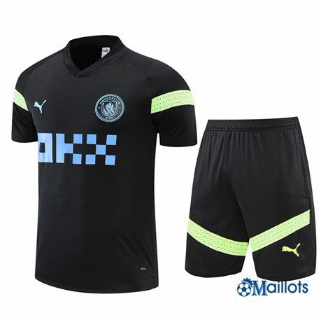 omaillots: Ensemble maillot foot Manchester City et Short Ensemble Training Ensemble Training Noir 2022 2023 pas cher