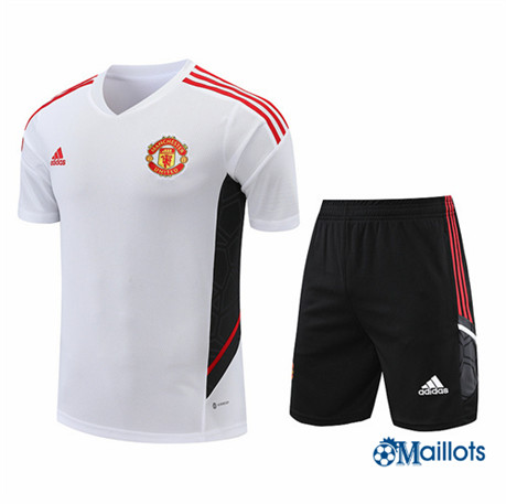 omaillots: Ensemble maillot foot Manchester United et Short Ensemble Training Ensemble Training Blanc 2022 2023 Outlet