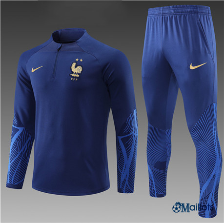 omaillots: Ensemble maillot Survetement foot France Enfant & Junior Bleu 2022 2023 Thailande