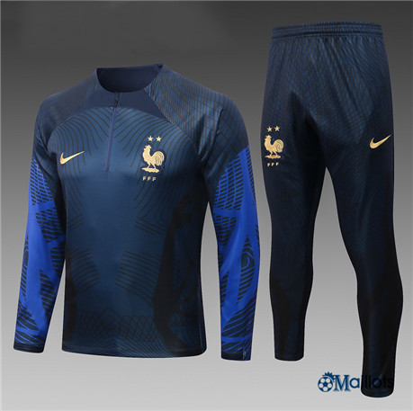 omaillots: Ensemble maillot Survetement foot France Enfant & Junior Bleu 2022 2023 Flocage