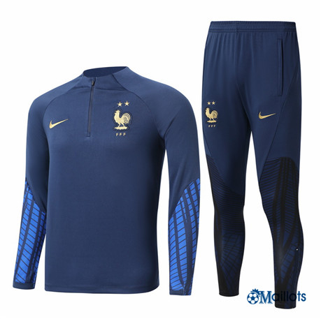 omaillots: Ensemble maillot Survetement foot France Enfant & Junior Bleu 2022 2023 Original