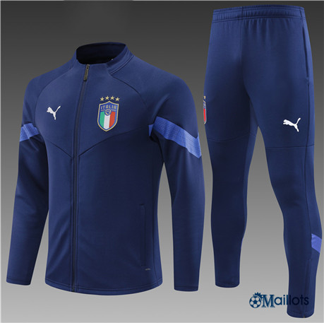 omaillots: Ensemble maillot Veste Survetement foot Italie Enfant & Junior Bleu 2022 2023 Chinois