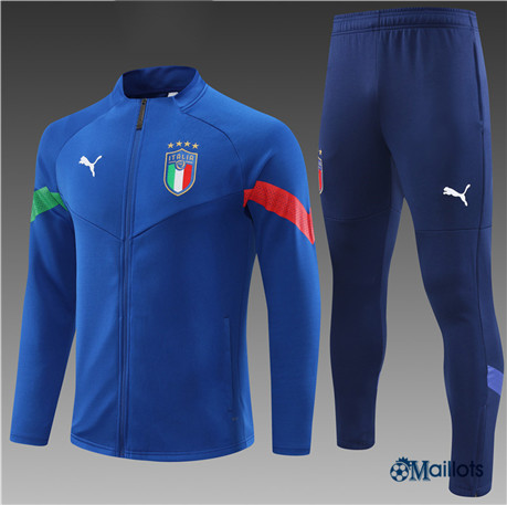 omaillots: Ensemble maillot Veste Survetement foot Italie Enfant & Junior Bleu 2022 2023 Outlet