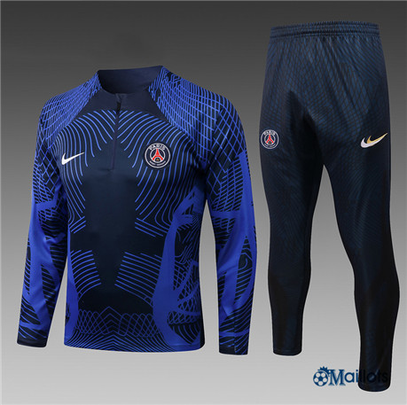 omaillots: Ensemble maillot Survetement foot Paris PSG Enfant & Junior Bleu 2022 2023 Flocage