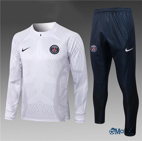 omaillots: Ensemble maillot Survetement foot Paris PSG Enfant & Junior Blanc 2022 2023 Original