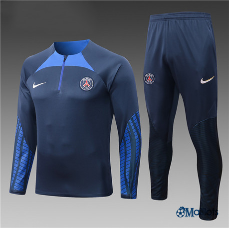 omaillots: Ensemble maillot Survetement foot Paris PSG Enfant & Junior Bleu 2022 2023 moins cher