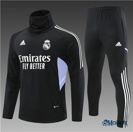 omaillots: Ensemble maillot Survetement foot Real Madrid Enfant & Junior Noir 2022 2023 Flocage
