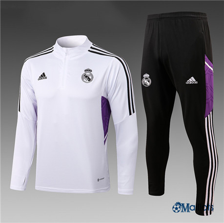 omaillots: Ensemble maillot Survetement foot Real Madrid Enfant & Junior Blanc 2022 2023 Original
