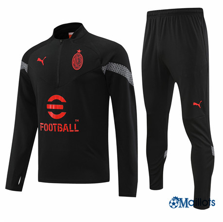 omaillots: Ensemble maillot Survetement AC Milan Foot Homme Noir 2022 2023 Online