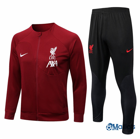 omaillots: Ensemble maillot Veste Survetement FC Liverpool Foot Homme Rouge 2022 2023 Outlet