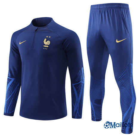 omaillots: Ensemble maillot Survetement France Foot Homme Bleu 2022 2023 en ligne