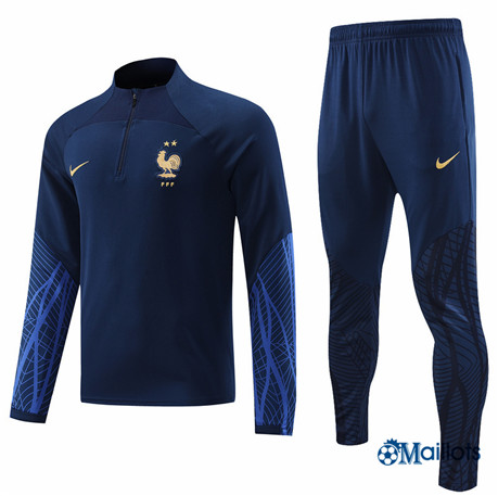 omaillots: Ensemble maillot Survetement France Foot Homme Bleu 2022 2023 discout