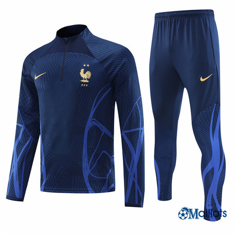 omaillots: Ensemble maillot Survetement France Foot Homme Bleu 2022 2023 Chinois